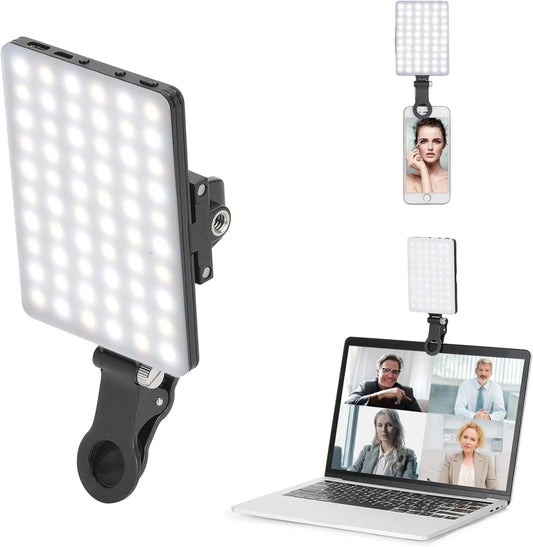 LED Portable Clip-on Selfie Light; Video Conference Lighting, 3 Lighting Modes, Suitable for iPhone Camera Laptop